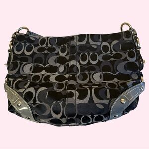 COACH Monogram Canvas Hobo Style in Black